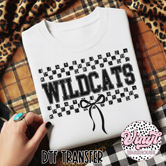 Mascot Checker & Bow - Wildcats - DTF Print