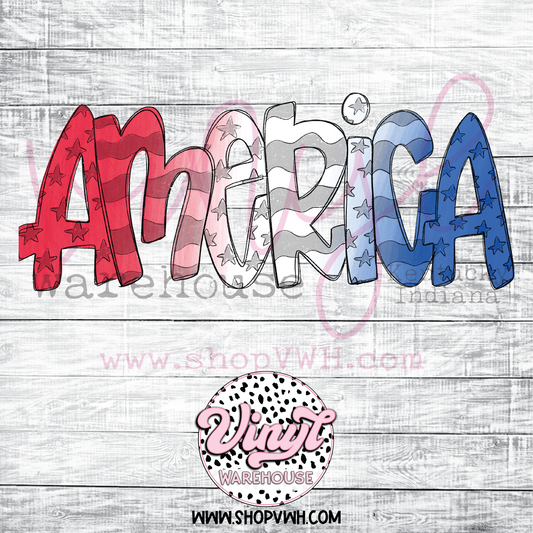 America Doodles - Heat Transfer Print