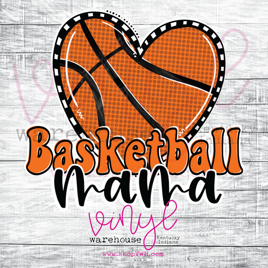 Basketball Mama (Heart) - Heat Transfer Print