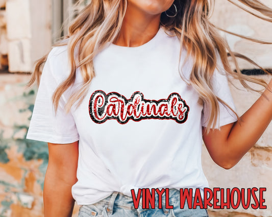Cardinals Sequins  - Heat Transfer Print