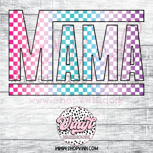 Checkered Mama (Multi) - Heat Transfer Print