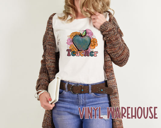 Fall Floral Teacher - Screen Print