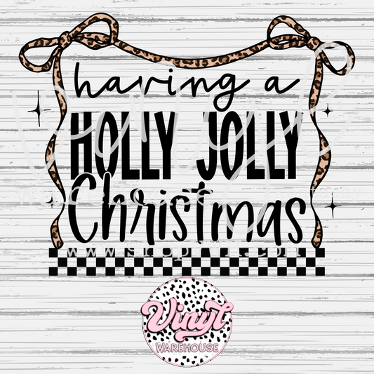 Having A Holly Jolly Leopard Christmas - DTF Print