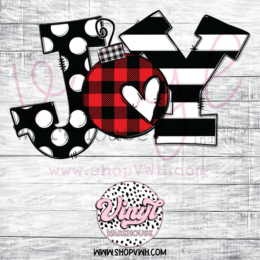 JOY (Black/Red Plaid) - Heat Transfer Print