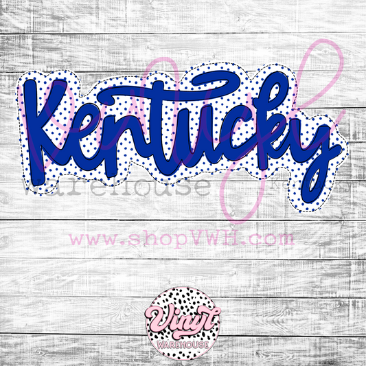 Kentucky (White w/ Blue Polka) - Heat Transfer Print