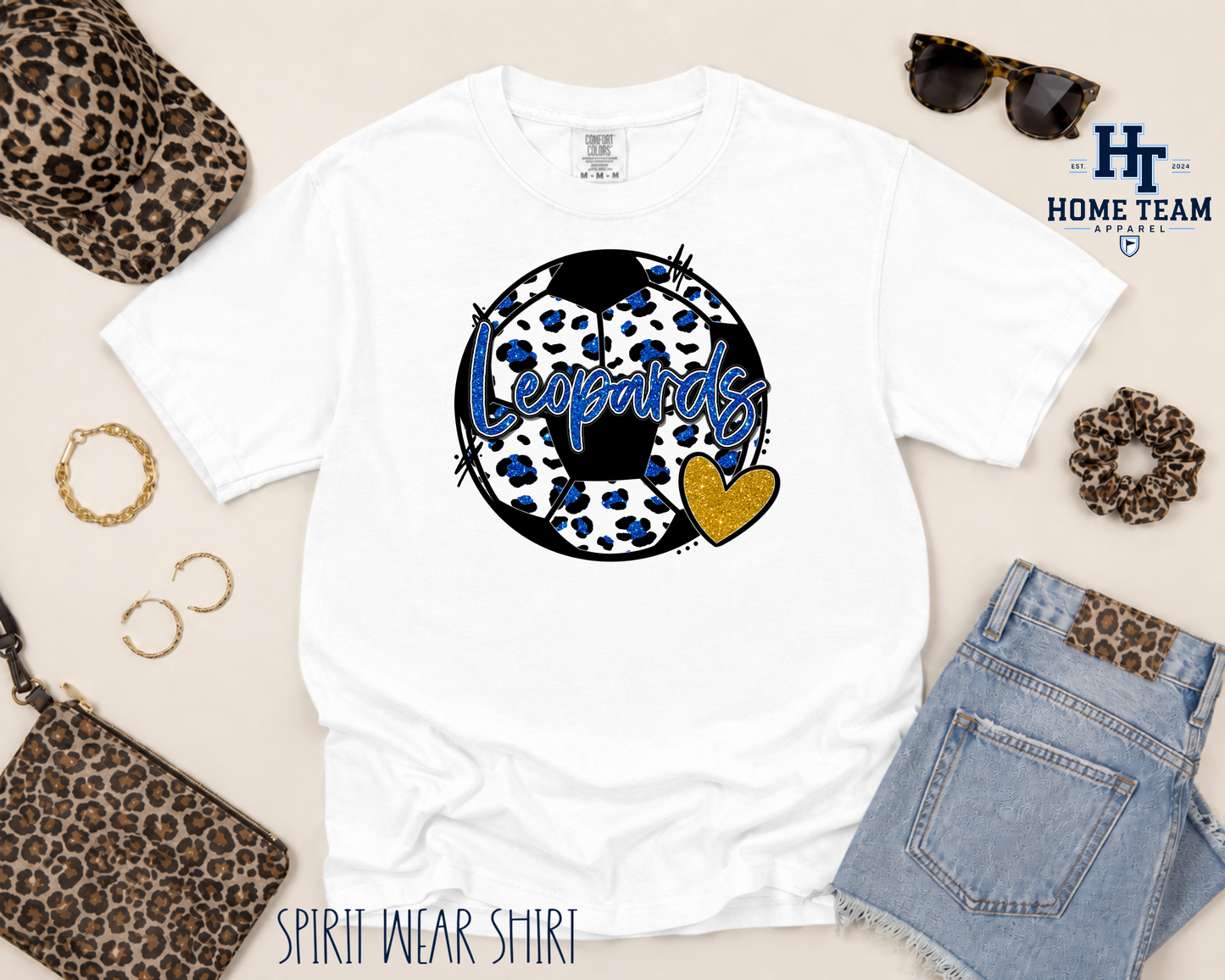 Leopards Faux Glitter Soccer - Spirit Wear