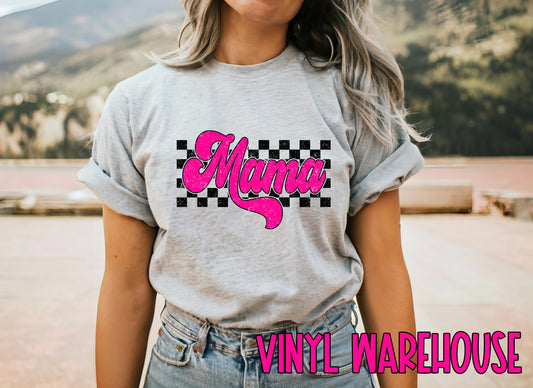 Checkered Mama (Pink) - Heat Transfer Print