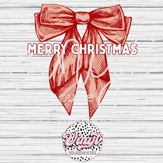 Merry Christmas Bow - DTF Print