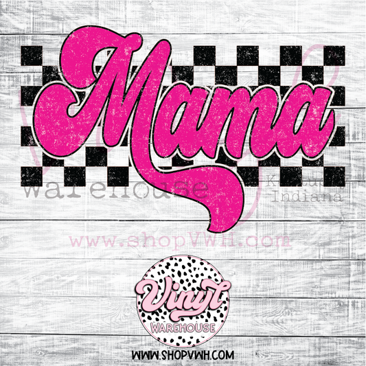 Checkered Mama (Pink) - Heat Transfer Print