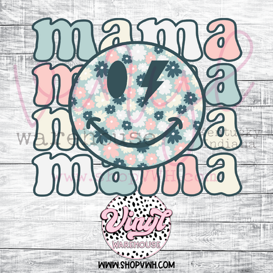Retro Mama Smiley - Heat Transfer Print