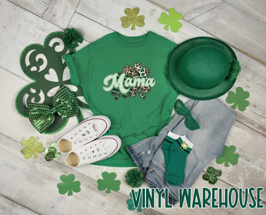Leopard Shamrock Mama - Heat Transfer Print