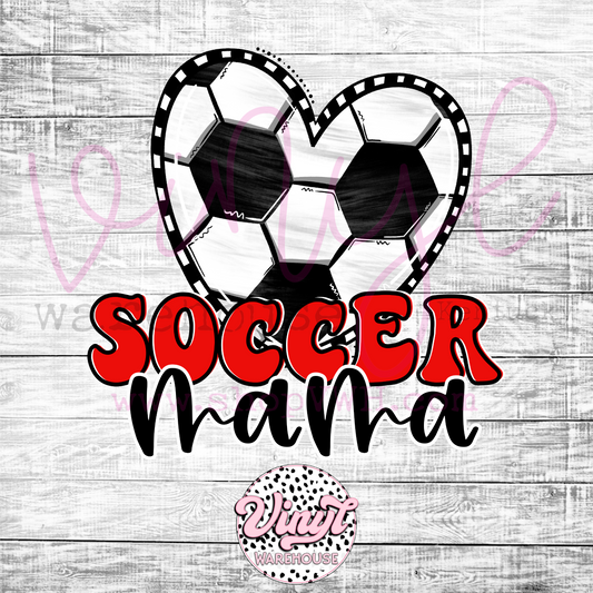 Soccer Mama (Red Heart) - Heat Transfer Print