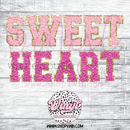 Sweet Heart (Faux Chenille Letters) - Heat Transfer Print