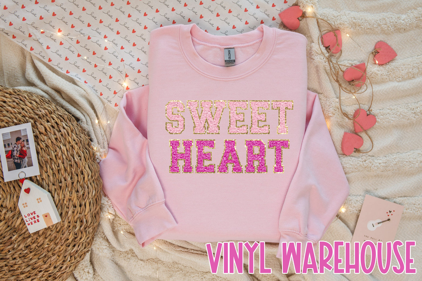 Sweet Heart (Faux Chenille Letters) - Heat Transfer Print