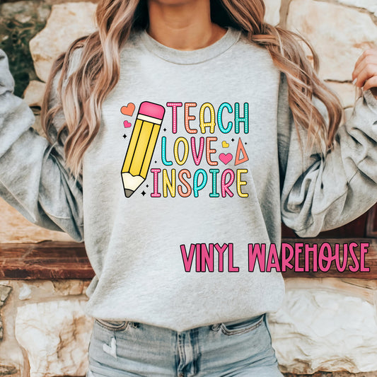 Teach Love Inspire (Doodle)  - Heat Transfer Print