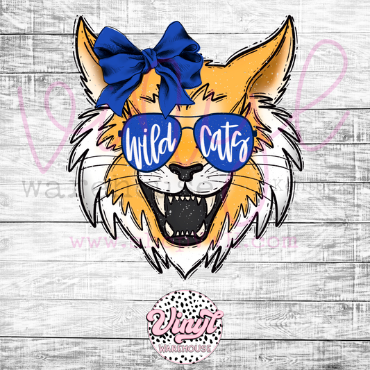 Cats Head (Bow + Glasses) - Heat Transfer Print