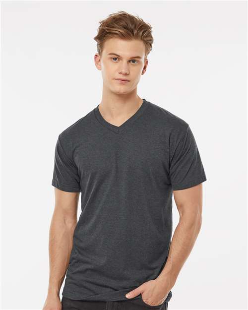 Tultex Short Sleeve V-Neck - Heather Charcoal