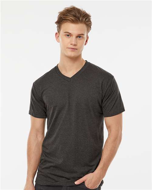 Tultex Short Sleeve V-Neck - Heather Graphite