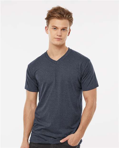 Tultex Short Sleeve V-Neck - Heather Navy