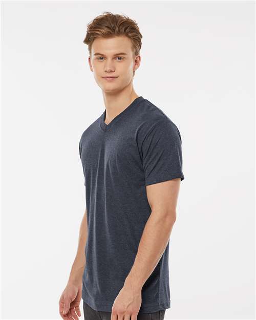 Tultex Short Sleeve V-Neck - Heather Navy