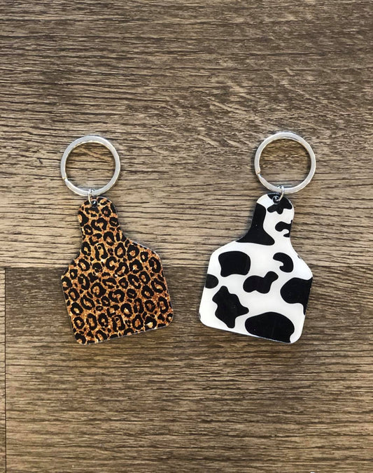 Acrylic Pattern Keychain - Cow/Leopard