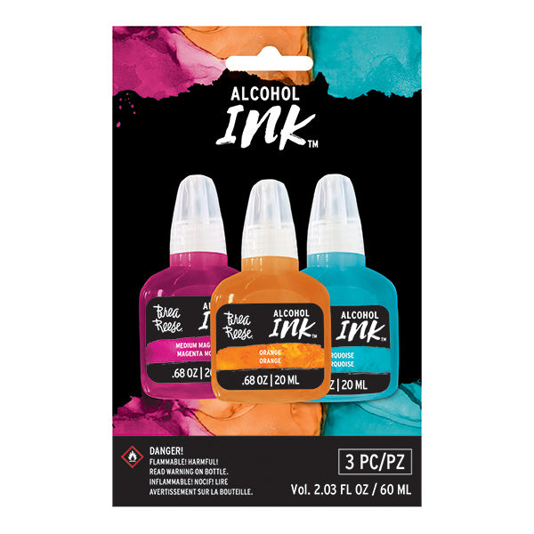 Brea Reese Alcohol Ink 3 Pack - Medium Magenta, Orange, Turquoise