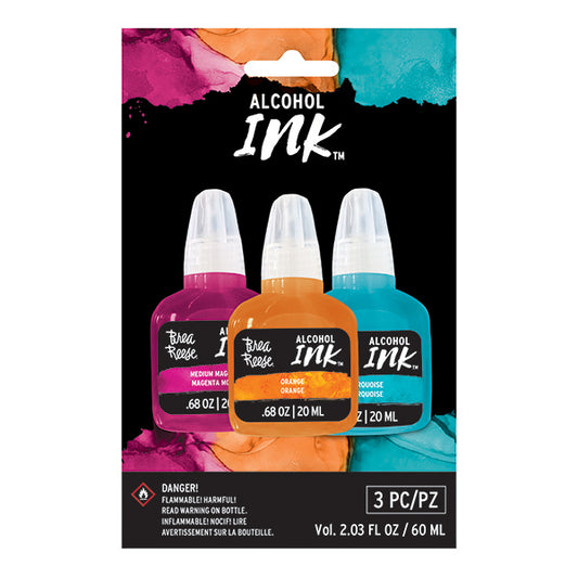 Brea Reese Alcohol Ink 3 Pack - Medium Magenta, Orange, Turquoise