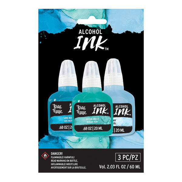 Brea Reese Alcohol Ink 3 Pack - Lake Blue, Ocean Green, Sky