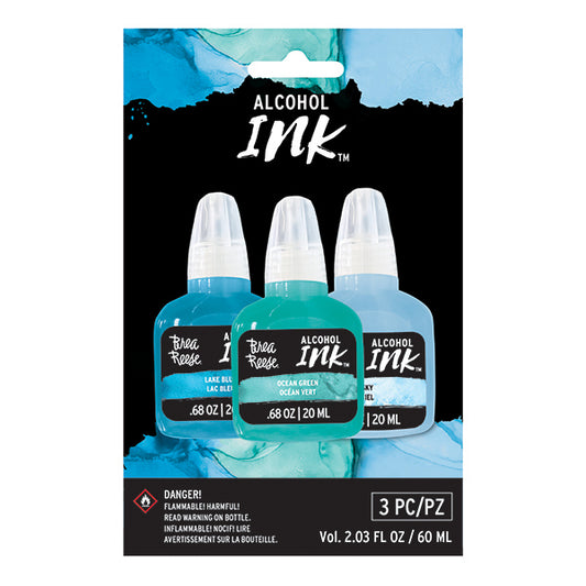Brea Reese Alcohol Ink 3 Pack - Lake Blue, Ocean Green, Sky