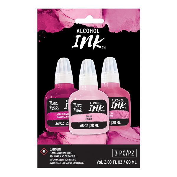 Brea Reese Alcohol Ink 3 Pack - Medium Magenta, Blush, Rose