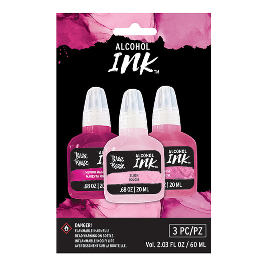 Brea Reese Alcohol Ink 3 Pack - Medium Magenta, Blush, Rose