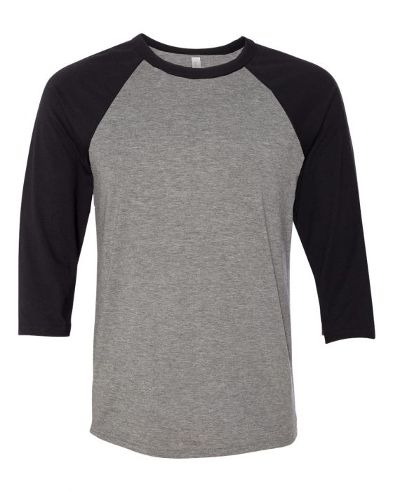 Bella + Canvas Raglan - Black Sleeve / Deep Heather Body