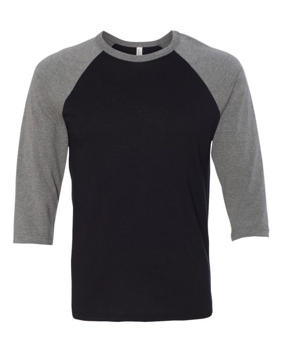 Bella + Canvas Raglan - Deep Heather Sleeve / Black Body