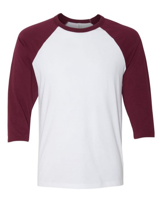 Bella + Canvas Raglan - Maroon Sleeve / White Body