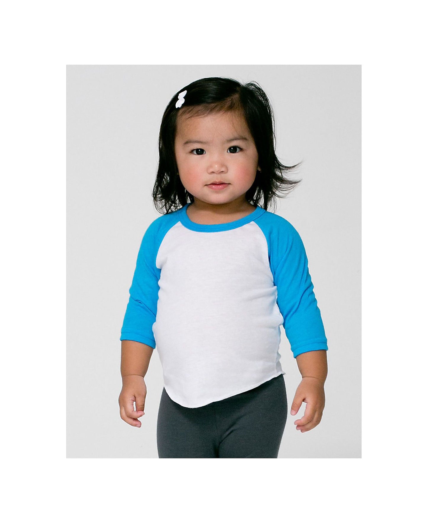 American Apparel Raglan - Neon Heather Blue Sleeve