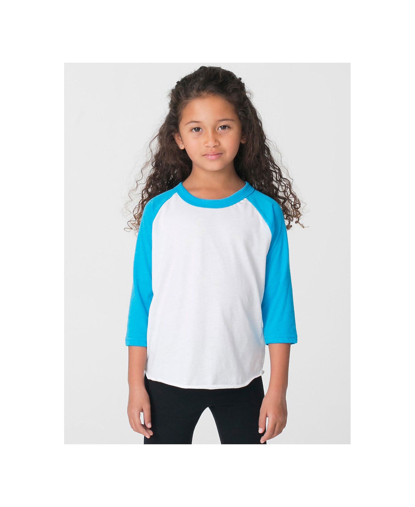 American Apparel Raglan - Neon Heather Blue Sleeve