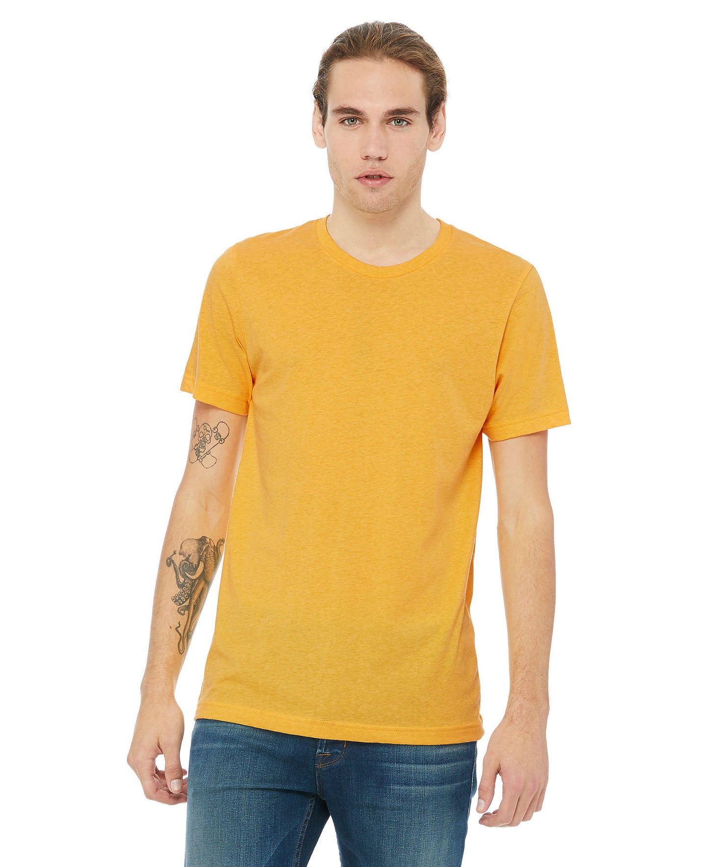 Bella + Canvas Unisex Crew Tee - Heather Yellow Gold