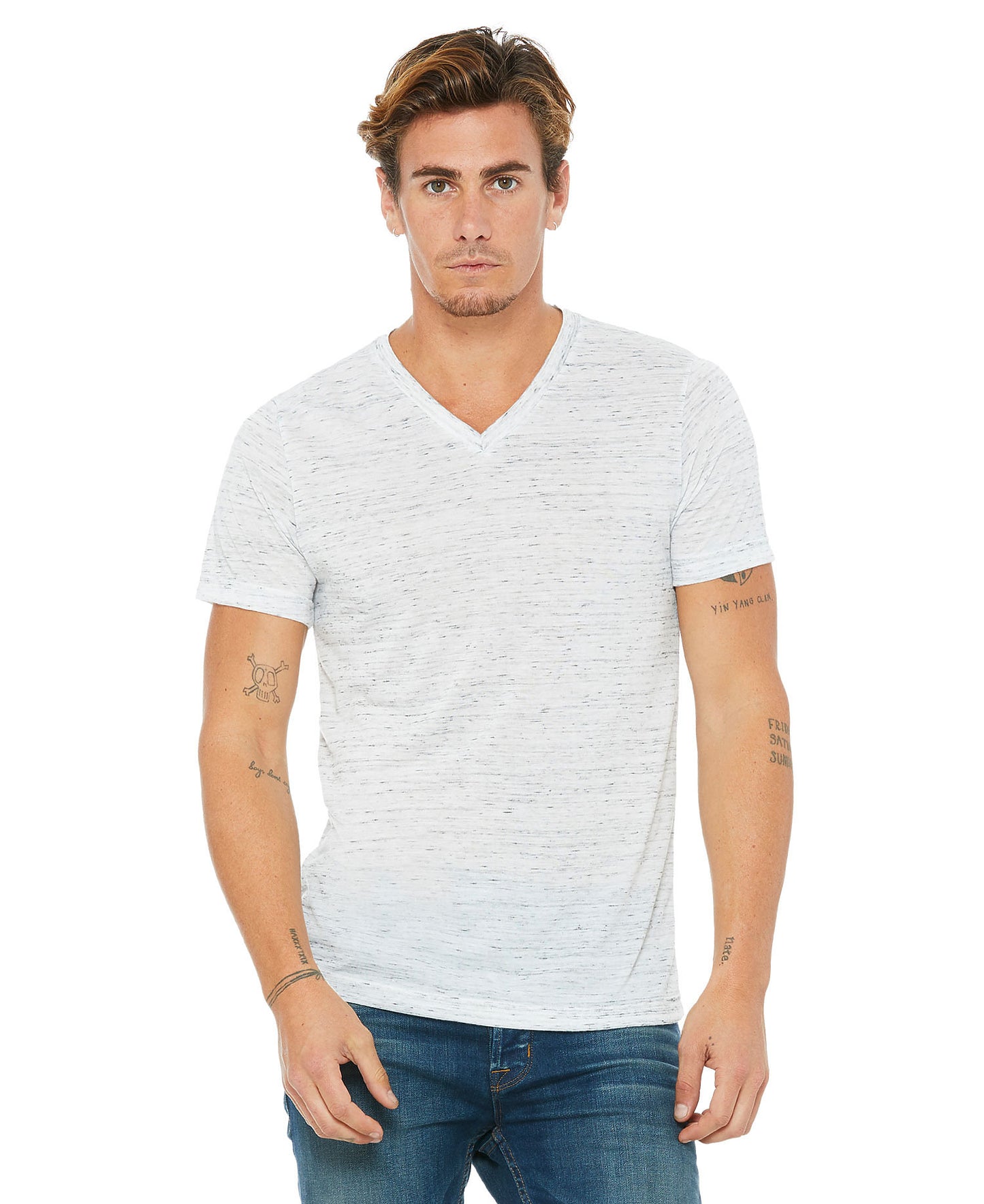 Bella + Canvas Marble VNeck - White Marble