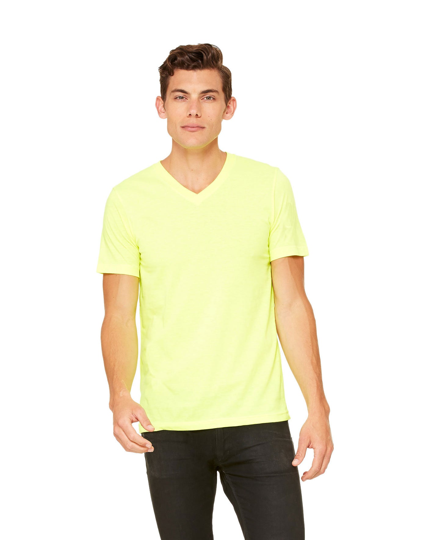 Bella + Canvas Unisex Vneck Tee - Neon Yellow