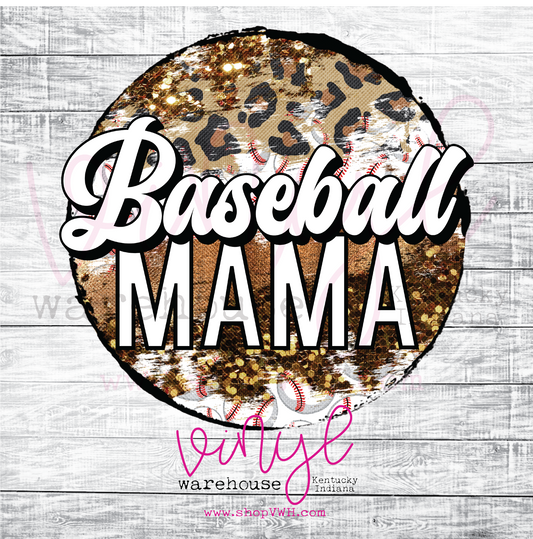 Baseball Mama (Leopard) - Heat Transfer Print