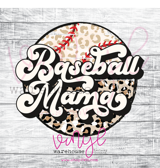 Baseball Mama (Retro) - Heat Transfer Print