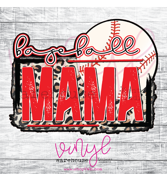 Baseball Mama (Leopard) - Heat Transfer Print