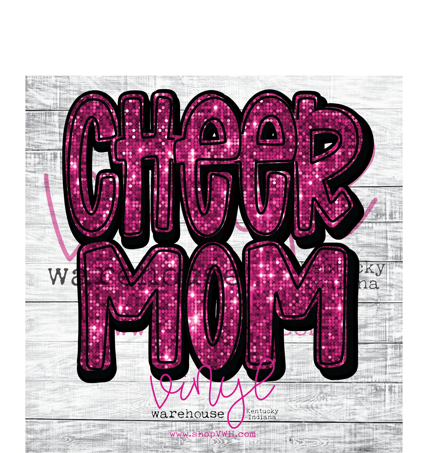 Cheer Mom (Options: Pink/Silver/Gold Rhinestones) - Heat Transfer Print