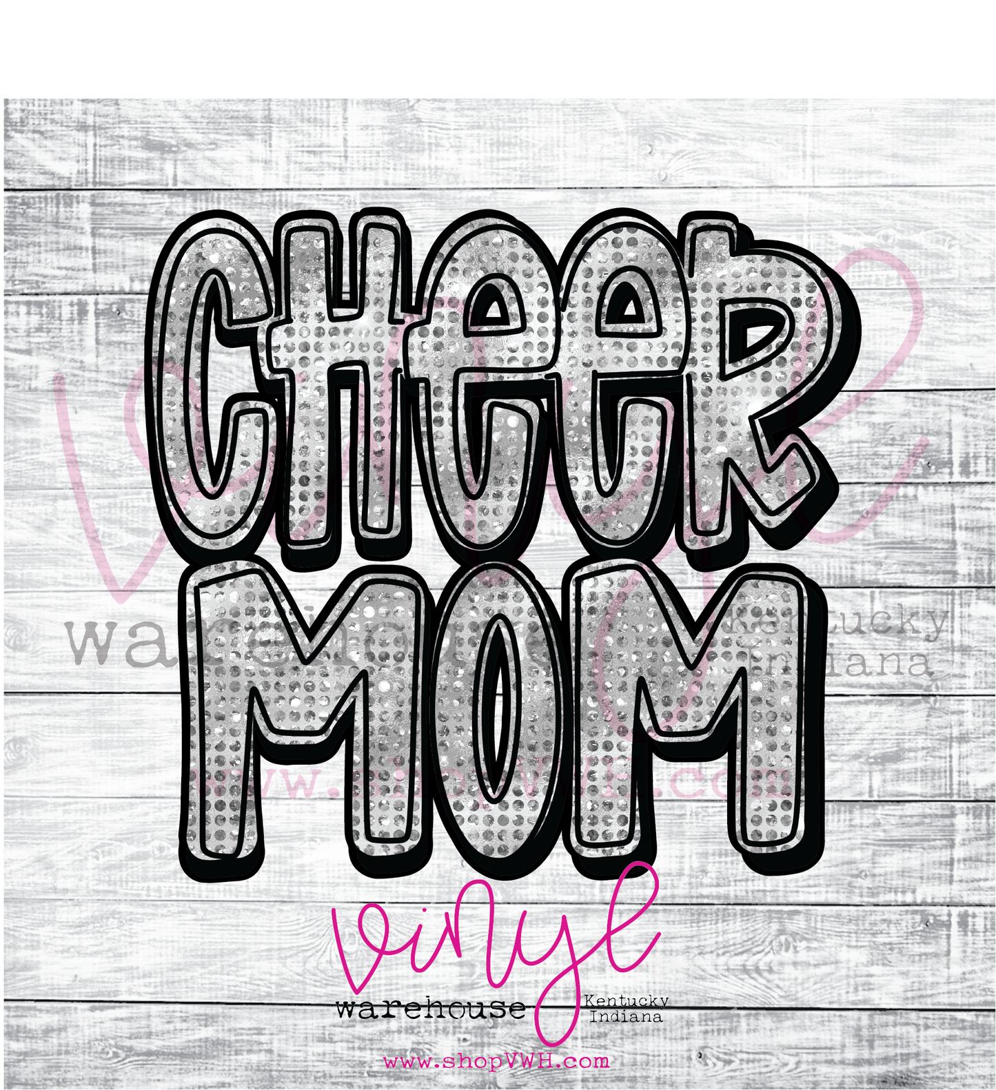 Cheer Mom (Options: Pink/Silver/Gold Rhinestones) - Heat Transfer Print