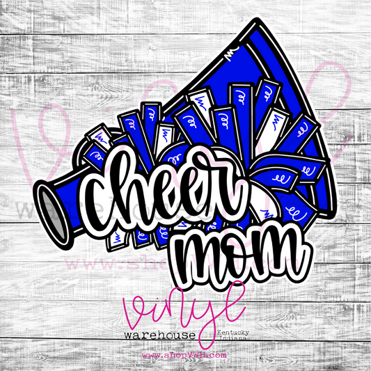 Cheer Mom (Blue) - Heat Transfer Print