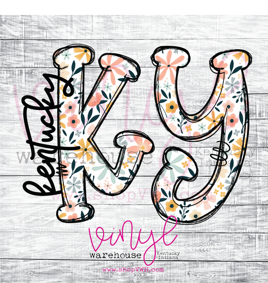 KY - Spring Floral - Heat Transfer Print