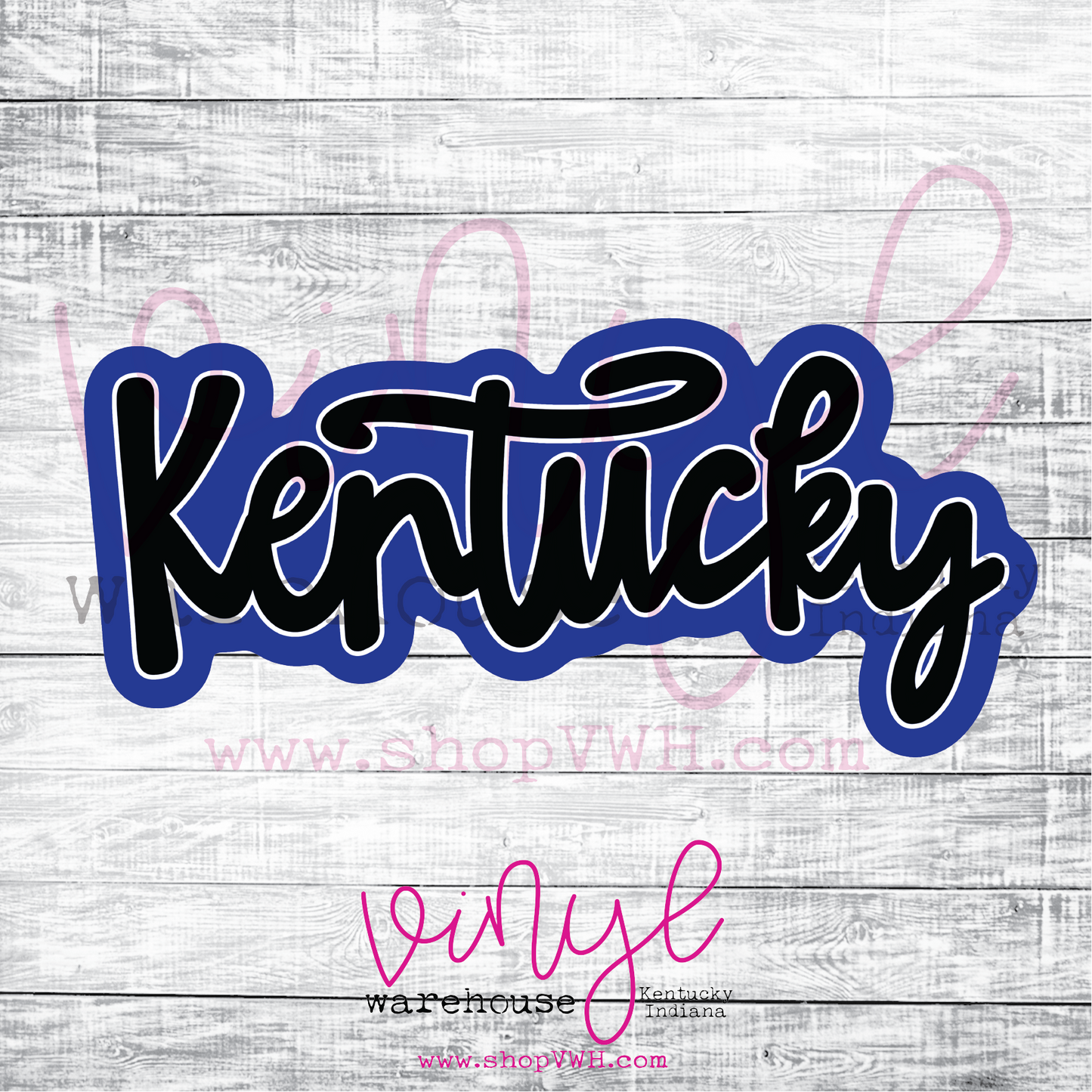 Kentucky (Black, White & Blue) - Heat Transfer Print