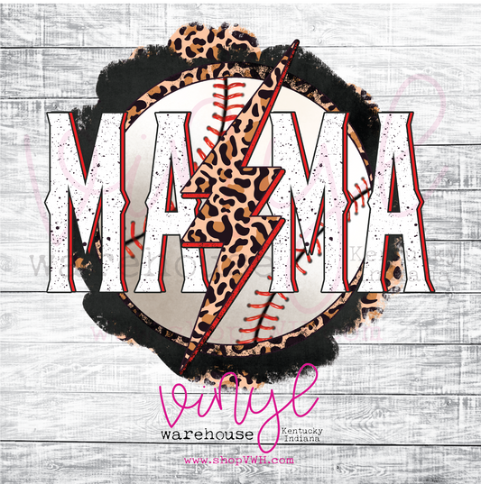 Baseball Mama (Lightning Bolt) - Heat Transfer Print