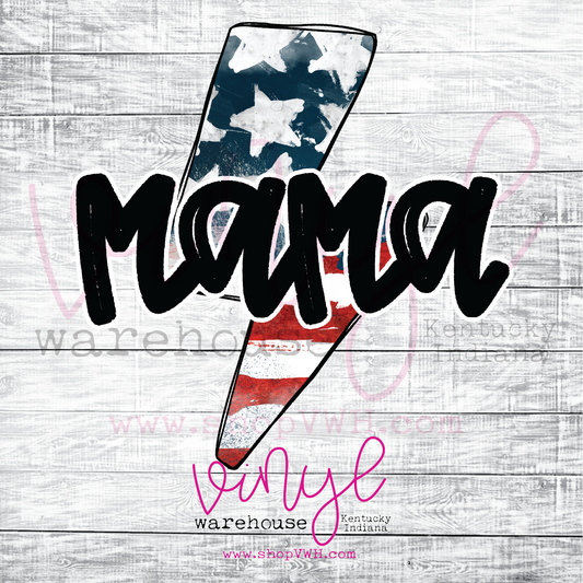 Mama Lightning Bolt (Patriotic) - Heat Transfer Print