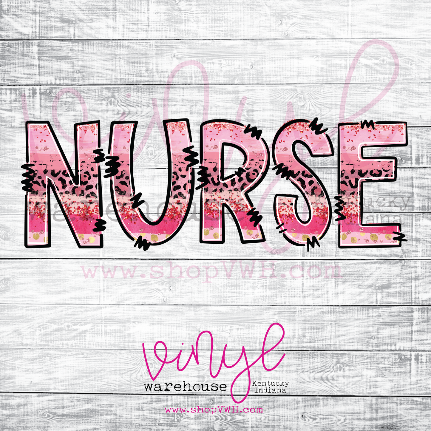Nurse (Pink/Gold/Black) - Heat Transfer Print